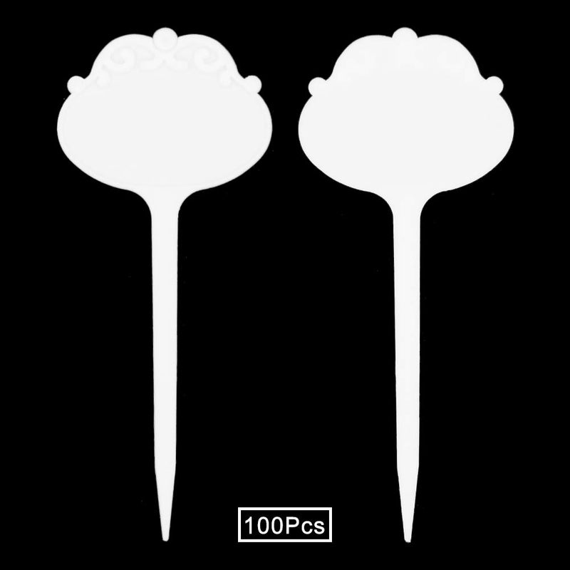 SumDirectÂ® 100pcs 2.68"x6.5" Thick Plastic Waterproof Plant T-Type Tags Markers Nursery Garden Labels (White) - Image 1